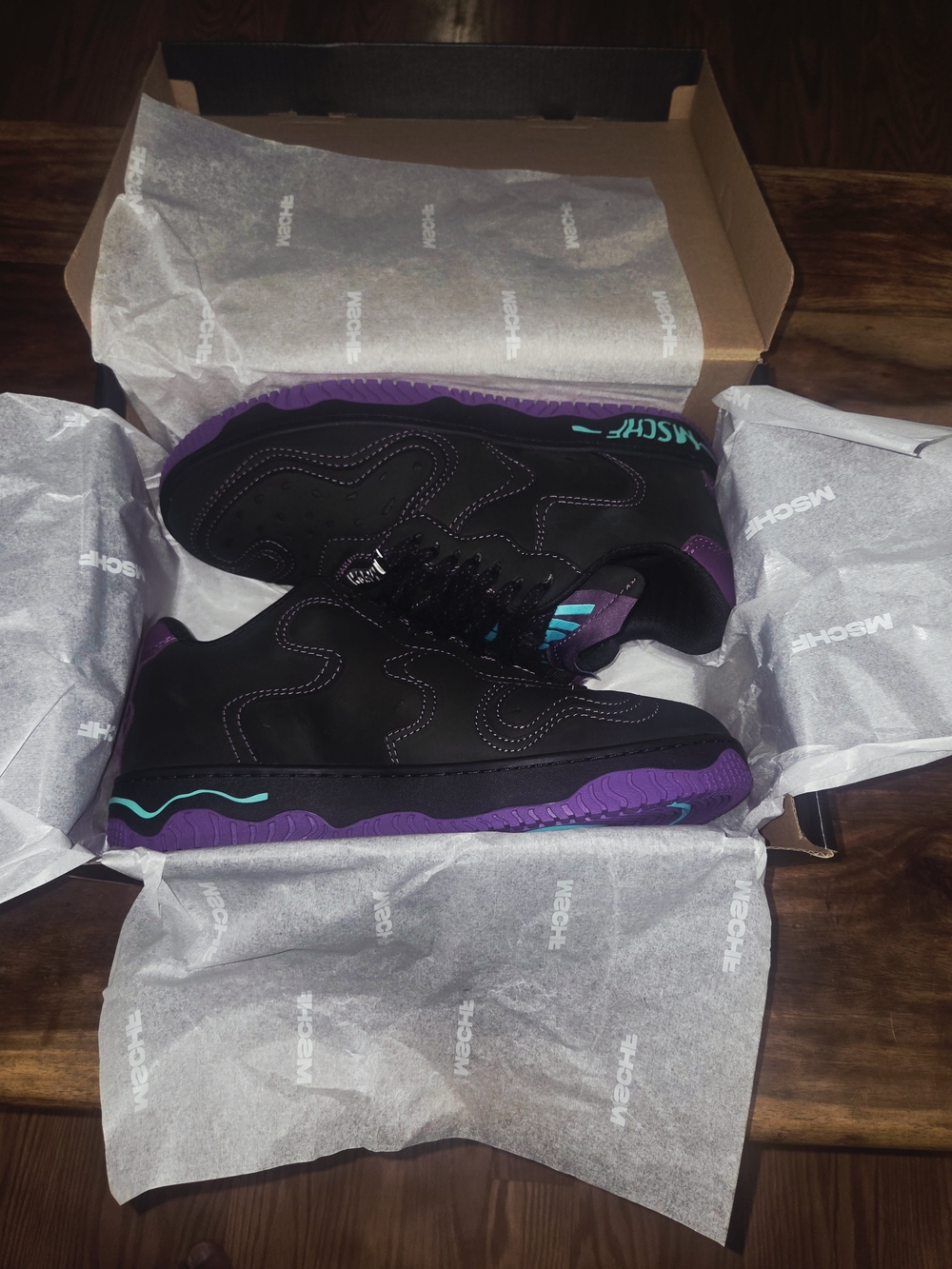 MSCHF Men's 10 Super Normal 2 Black/Purple Low Top Sneaker